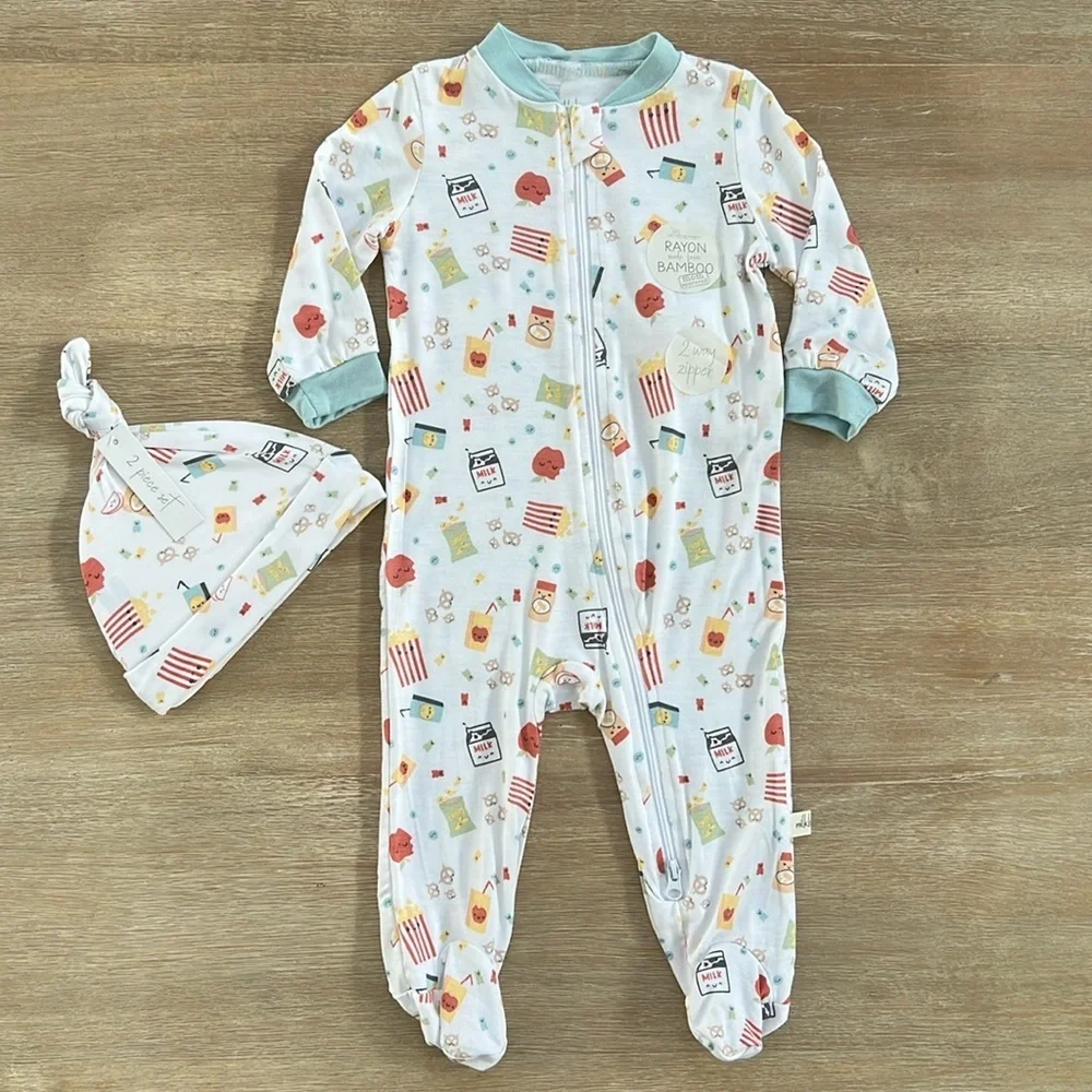Milkberry Baby Boy Bamboo Footie Snacks 0-3 6-9 months